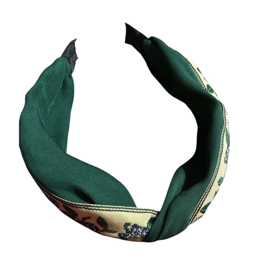 Green Vintage Floral Knotted Headband - Picture 4 of 7